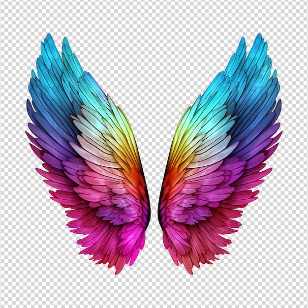 PSD colorful angel wings ornament isolated on a transparent background png