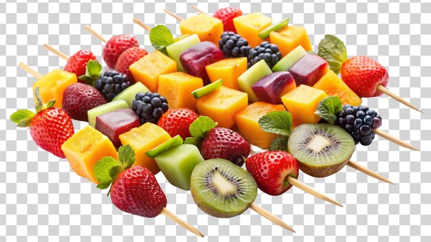 PSD a colorful array of fruit kabobs isolated on transparent background