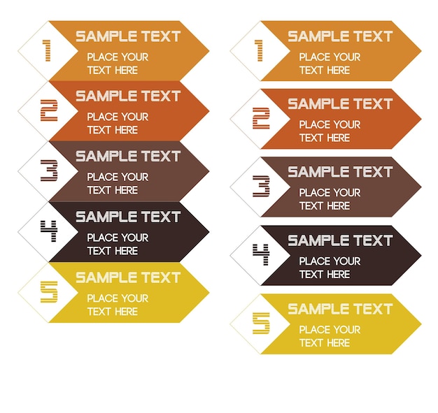 PSD colorful arrows with text on them png vector