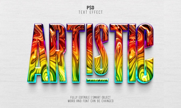 PSD colorful artistic 3d editable psd text effect template