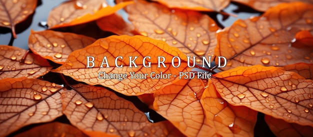 PSD colorful autumn leaves on blurred background closeup banner design