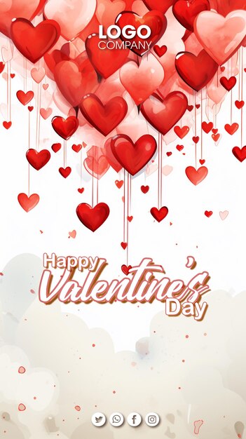 PSD Красочный фон с 3d сердечками милый фон с сердечками на день святого валентина