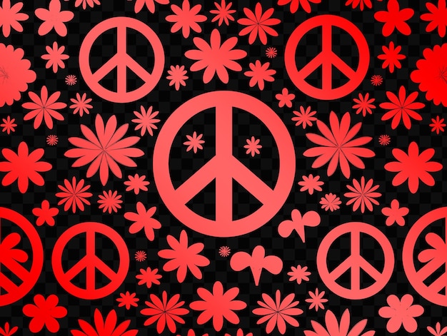 PSD a colorful background with peace and peace signs and flowers