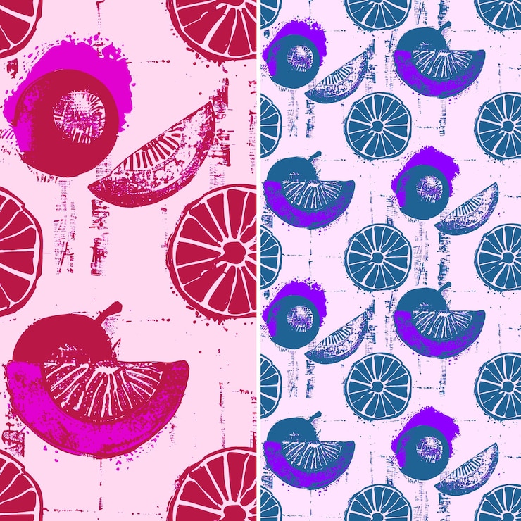 PSD a colorful background with a picture of a grapefruit and a lemon