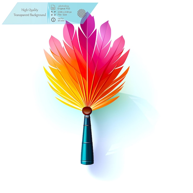 PSD a colorful badminton shuttlecock a simple flat icon design on transparent background