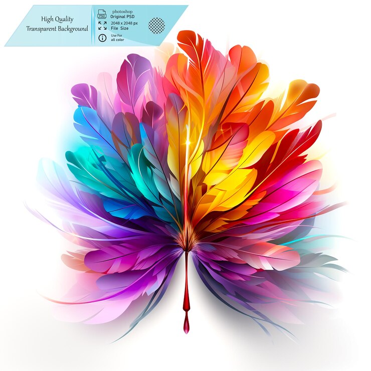 PSD a colorful badminton shuttlecock a simple flat icon design on transparent background