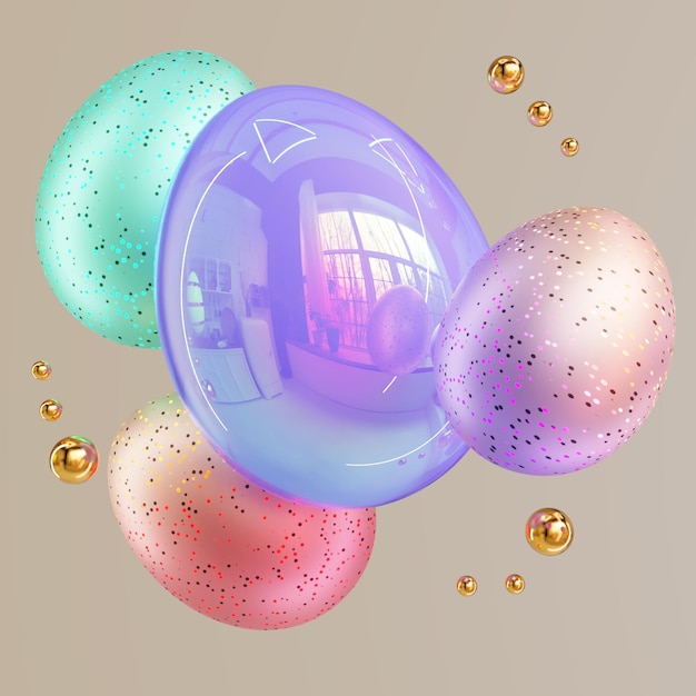 a colorful ball with a window and a door in the background