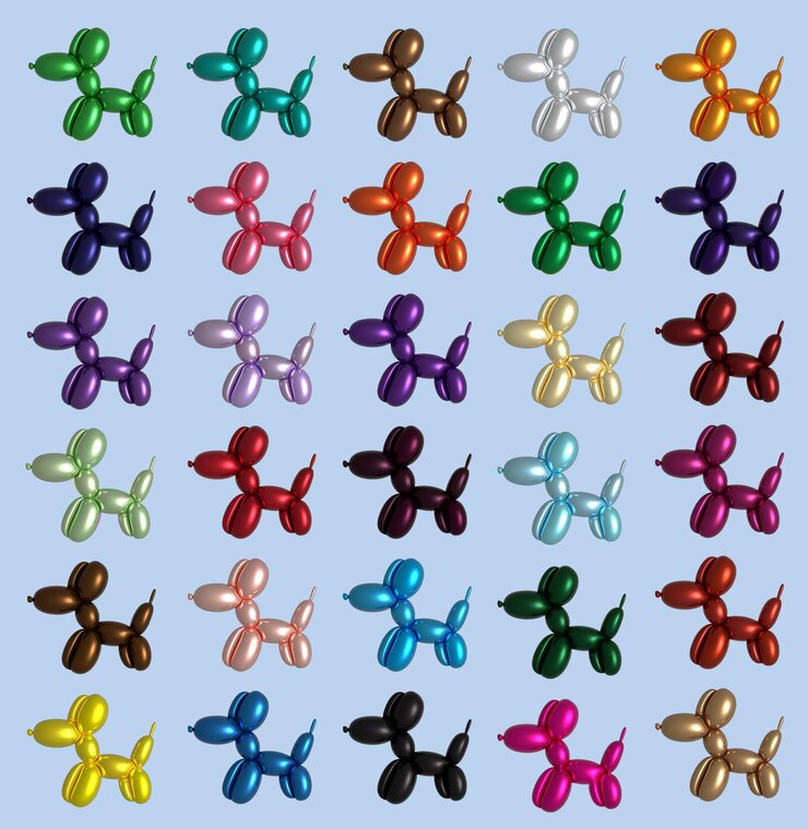 PSD colorful balloon dogs 3d illustration