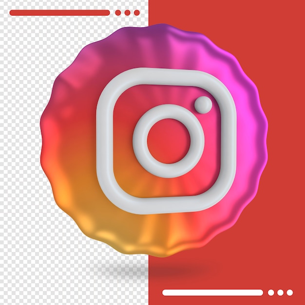 PSD colorful balloon and logo of instagram 3d rendering