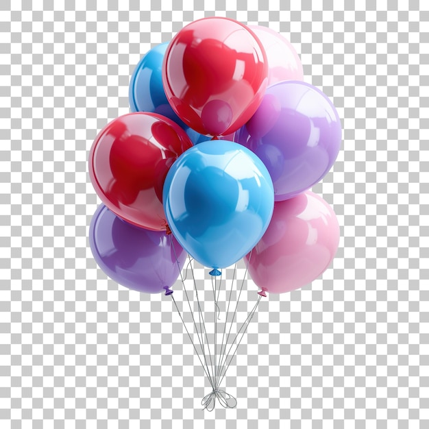 PSD colorful balloons bunch isolated on transparent background