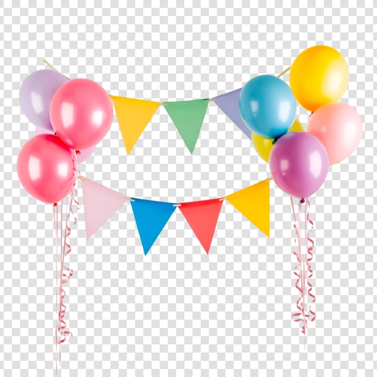 PSD colorful balloons and bunting festive party decoration
