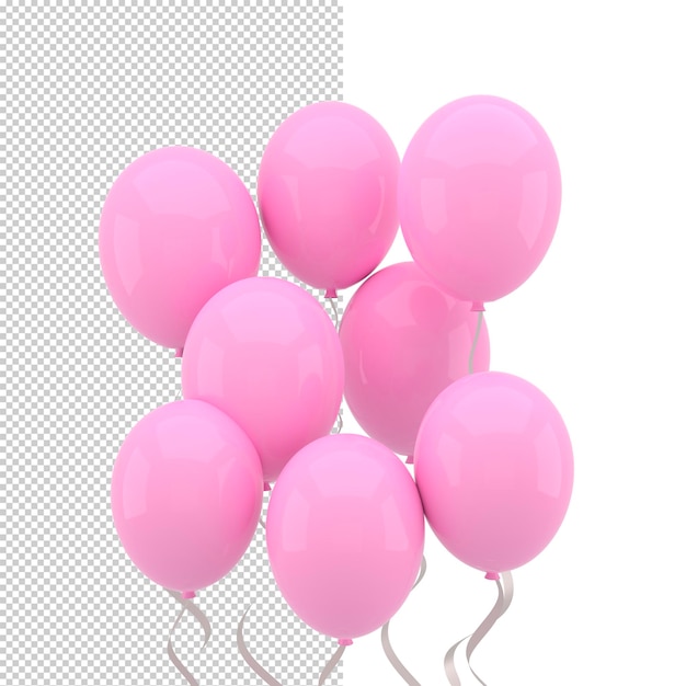 PSD palloncini colorati che volano per feste di compleanno e celebrazioni rendering 3d per striscioni per feste di compleanno