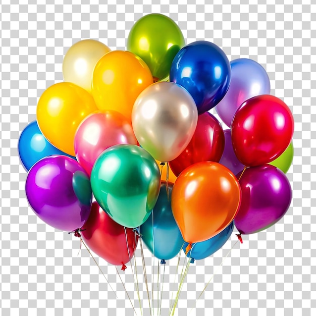 PSD colorful and big bunch of balloons isolated on transparent background