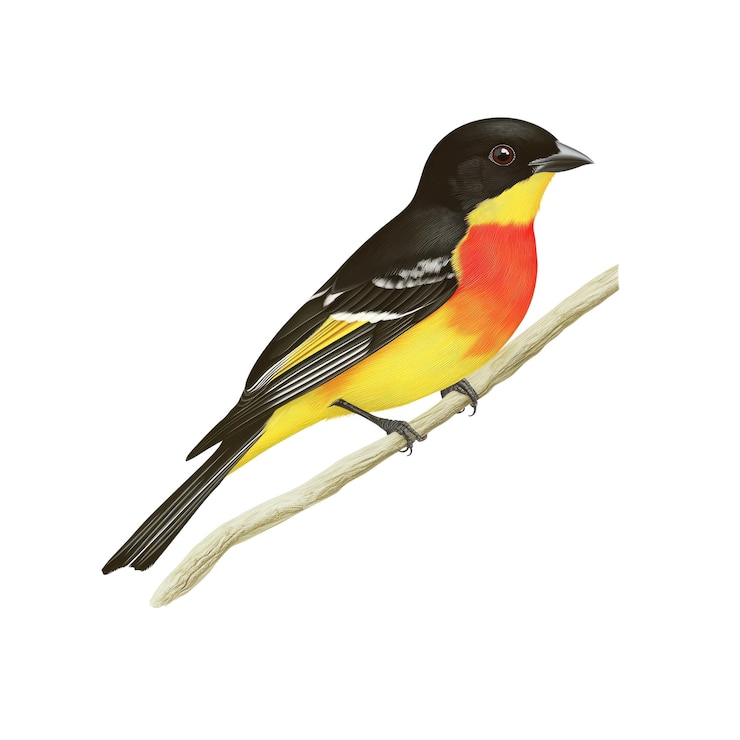 PSD colorful bird perched on a branch