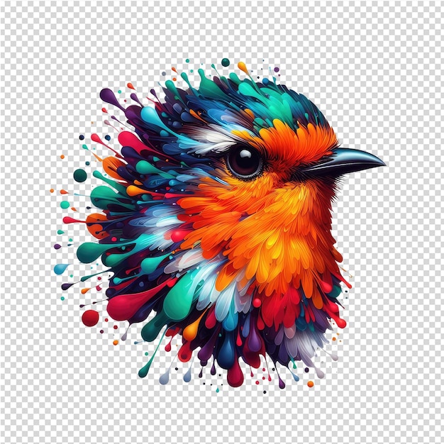 PSD un uccello colorato con uno sfondo colorato e punti colorati