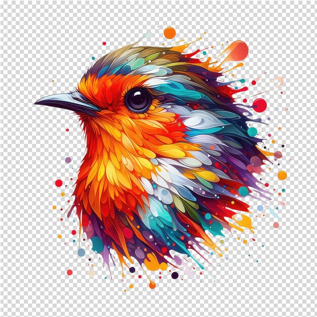 PSD colorful bird with a colorful background