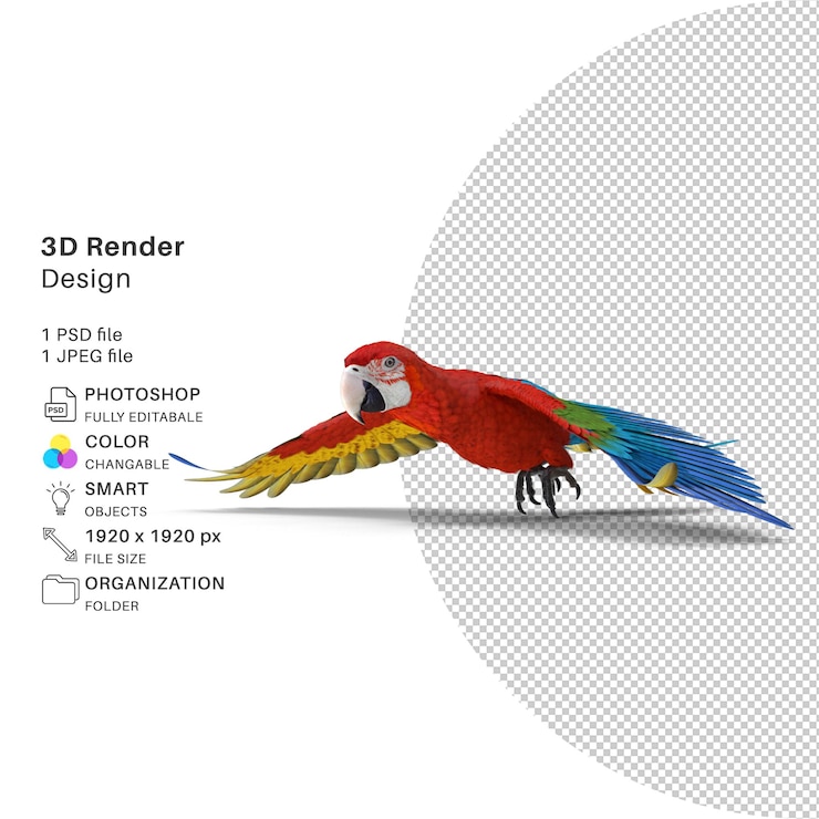 PSD a colorful bird with a picture of a bird on the screen.