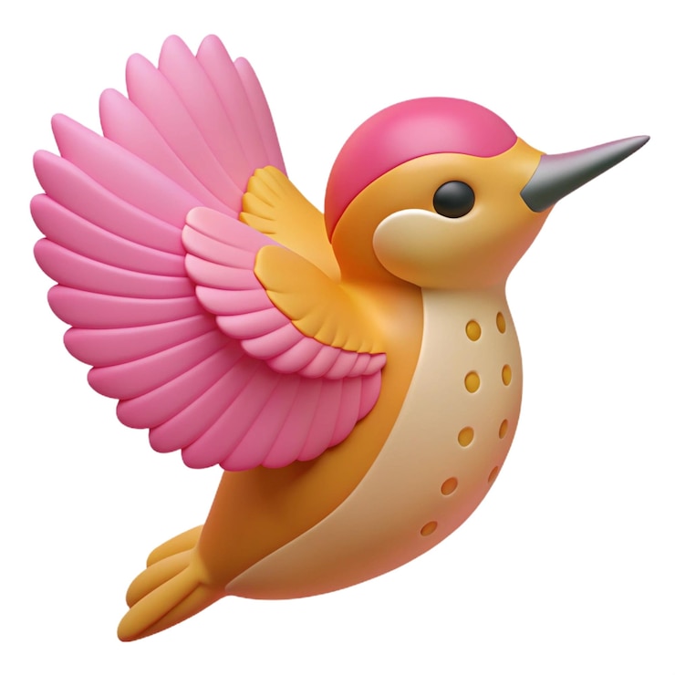 PSD a colorful bird with pink wings and pink wings