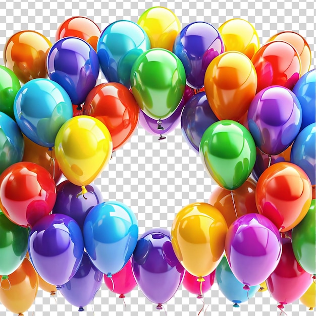 PSD palloncini di compleanno colorati isolati su uno sfondo trasparente