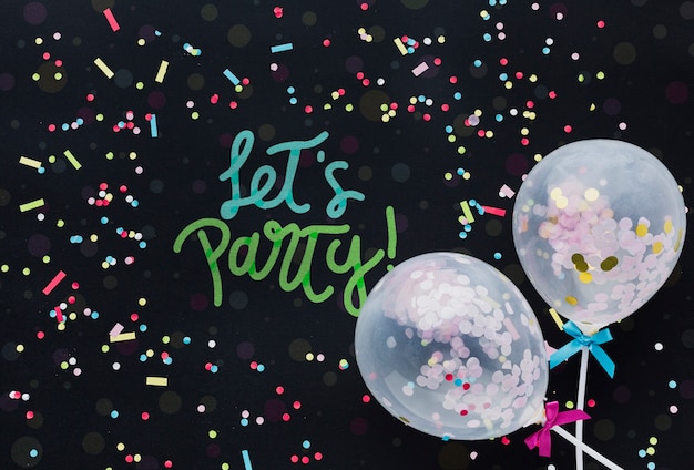 PSD colorful birthday balloons with lettering