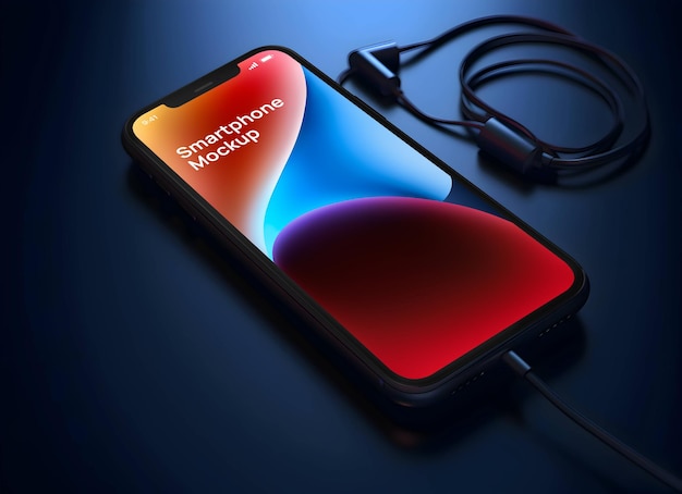 Colorful_black_iphone_14_charger_in_the_style_of_conceptual_black and blue