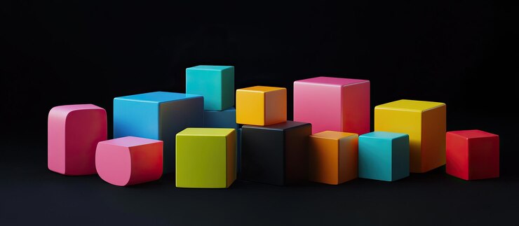 PSD colorful blocks on black background