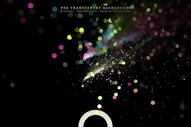 PSD colorful bokeh on transparent background