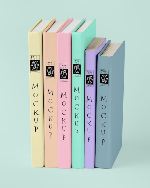 PSD colorful books arrangement mock-up