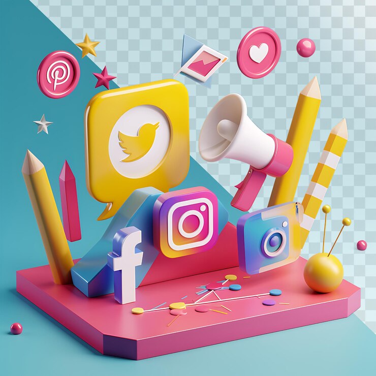 PSD a colorful box with the word facebook on it