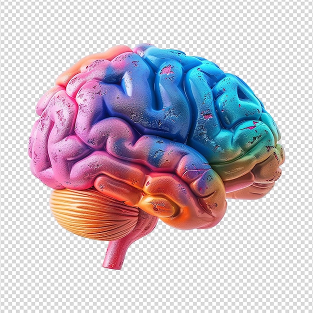 PSD colorful brain isolated on transparent background png