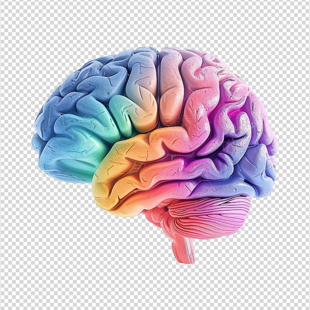 PSD colorful brain isolated on transparent background png