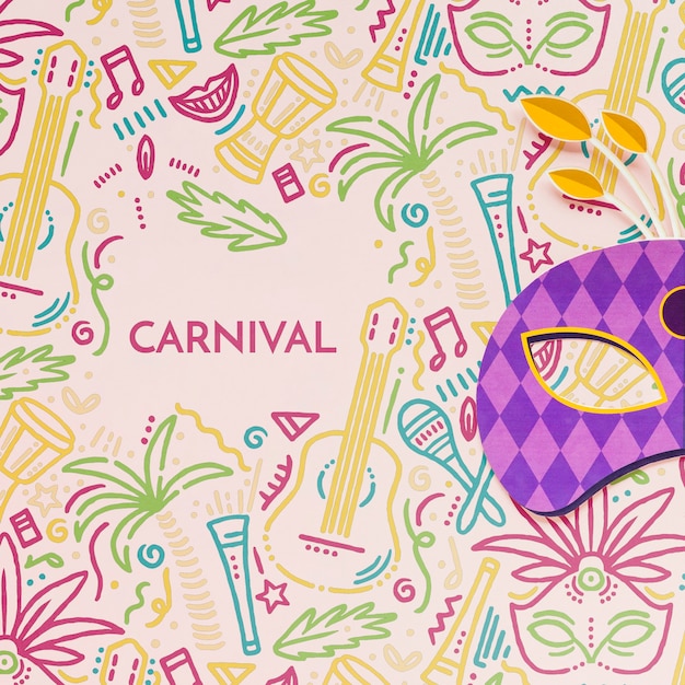 PSD colorful brazilian carnival mask