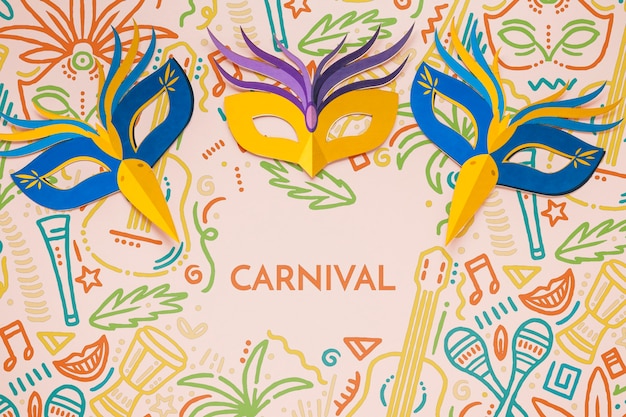 PSD colorful brazilian carnival masks