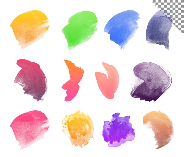 PSD colorful brush stroke collection set on transparent background