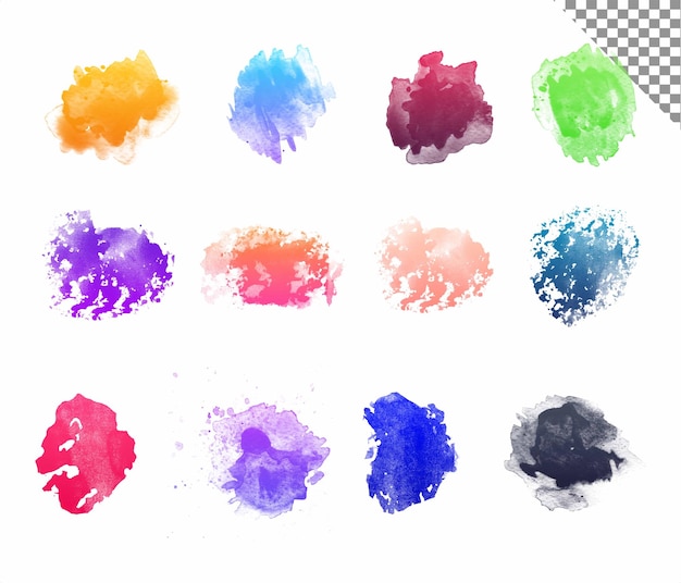 PSD colorful brush stroke collection set on transparent background