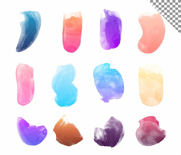 PSD colorful brush stroke collection set on transparent background