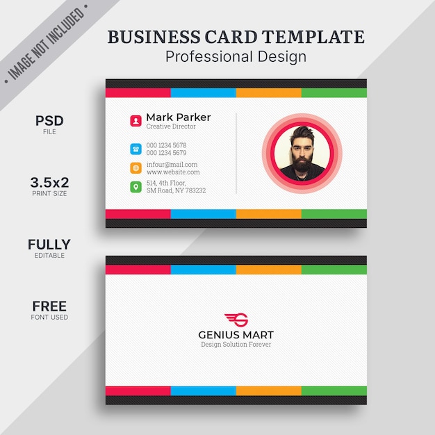 PSD colorful business card template