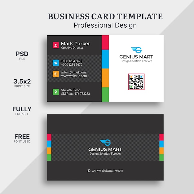 PSD colorful business card template