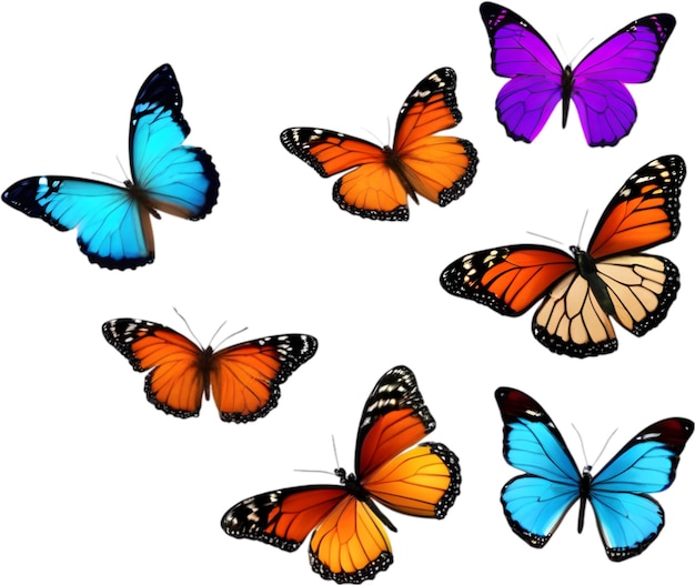 PSD colorful butterfly clipart for decoration aigenerated