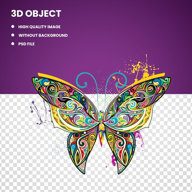 PSD colorful butterfly color splash