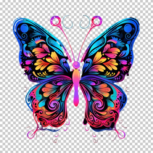 PSD illustrazione di farfalle colorate su uno sfondo trasparente