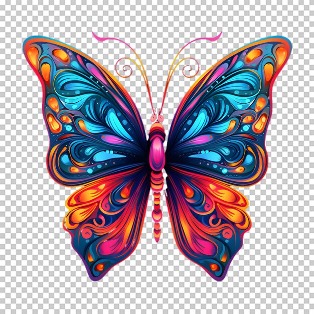 PSD colorful butterfly illustration on transparent background