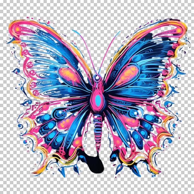 PSD colorful butterfly illustration on transparent background