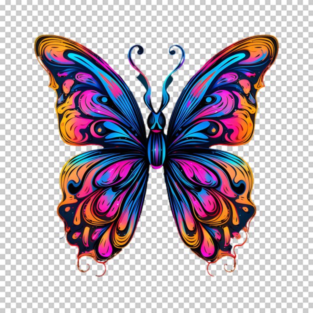 PSD colorful butterfly illustration on transparent background