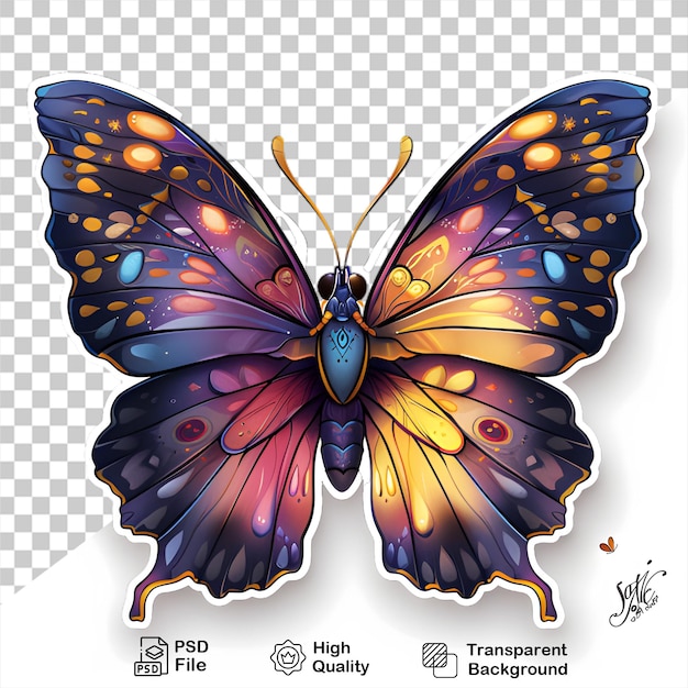 PSD a colorful butterfly isolated on transparent background