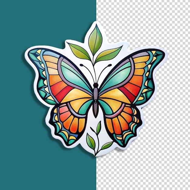 PSD colorful butterfly label design psd template