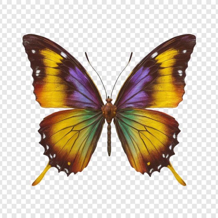 PSD a colorful butterfly with a yellow and purple butterfly on a transparent background
