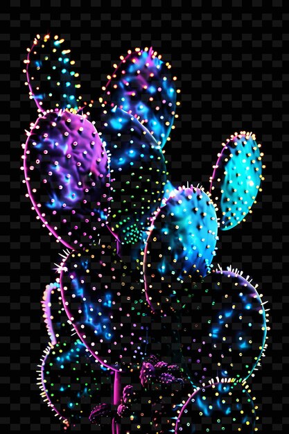 PSD a colorful cactus with lights and the words  cactus  on it