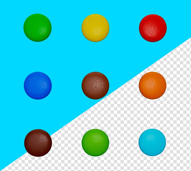 PSD colorful candies button set isolated on white background smarties rainbow candies 3d illustration