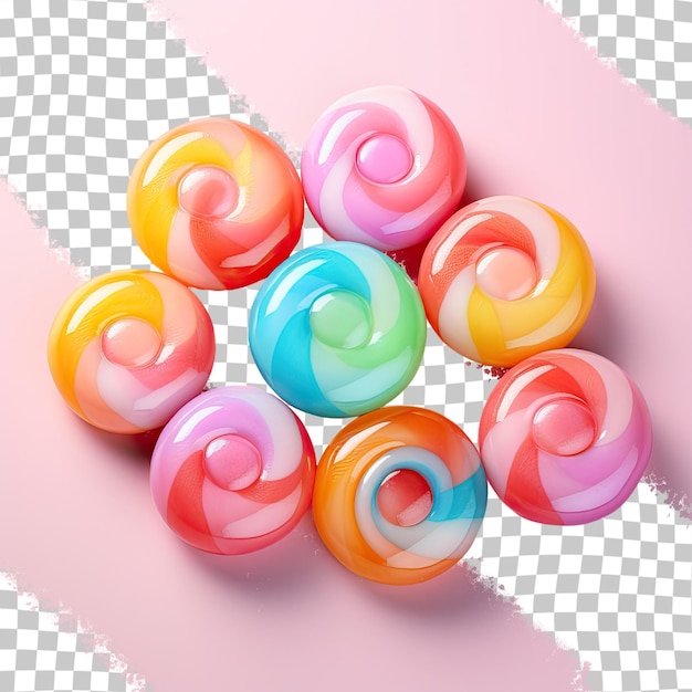 PSD caramelle colorate su uno sfondo trasparente